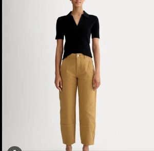 Everlane Barrel Utility Straight Leg High Waist Pants 4 Mustard Yellow Oak Brown